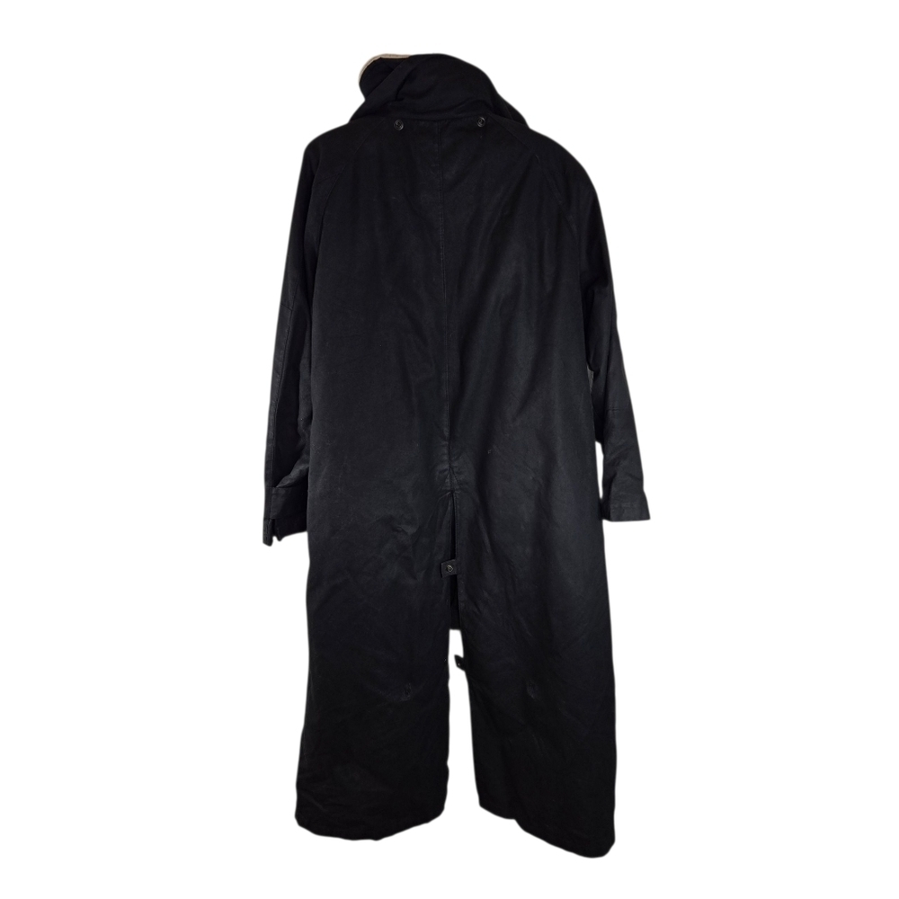 Vtg Outback Drover Rancher Duster Black Coated Oiled Wool Lined Long Coat Usa - Picture 3 of 16